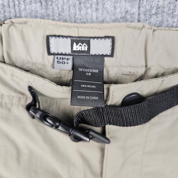 REI Pants Womens 12 Khaki Convertible Zip Off Hiking Nylon Cargo UPF 50+ Outdoor - Picture 6 of 8